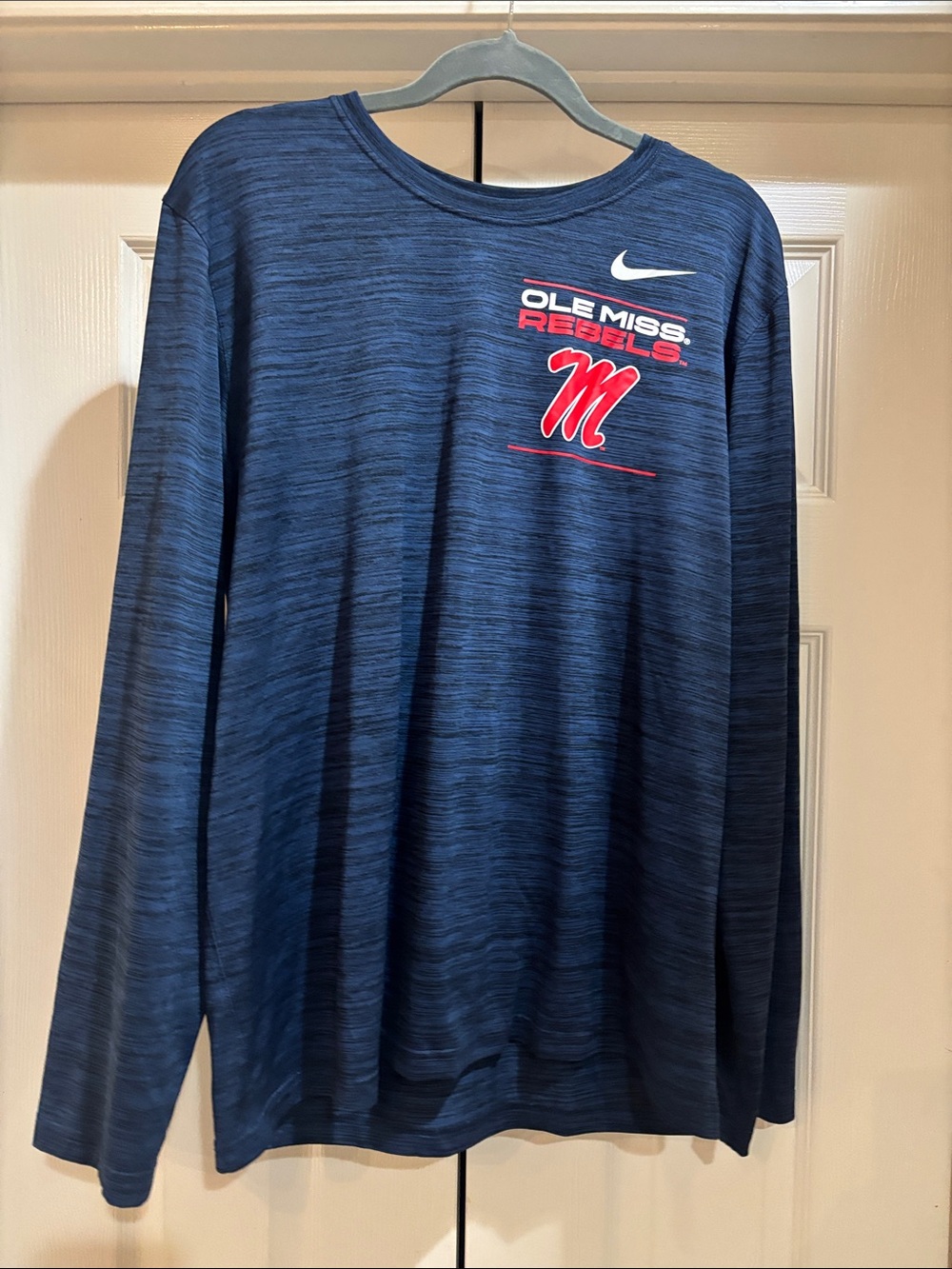 Nike Men’s Crewneck Long-Sleeve Sweater - Navy with Red and White Accents